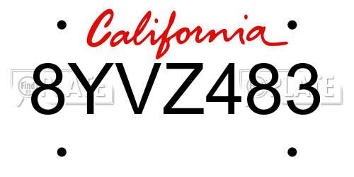 8YVZ483 California License Plate