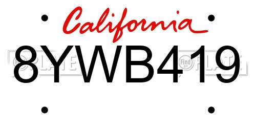 8YWB419 California License Plate