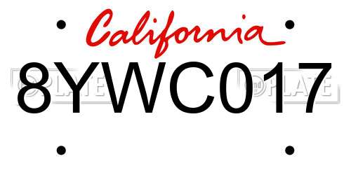 8YWC017 California License Plate