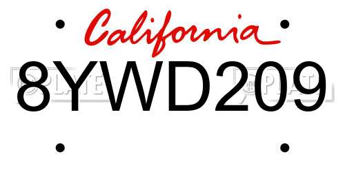 8YWD209 California License Plate