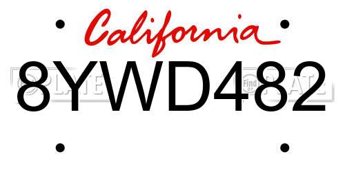 8YWD482 California License Plate
