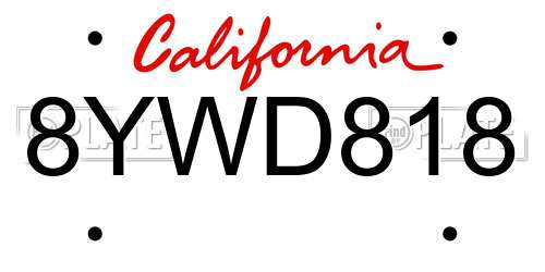 8YWD818 California License Plate