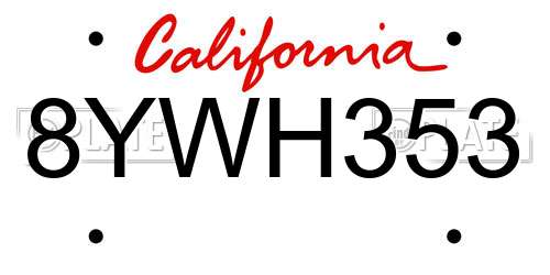 8YWH353 California License Plate
