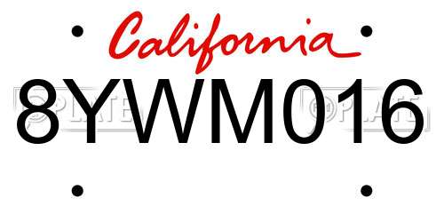 8YWM016 California License Plate