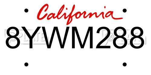 8YWM288 California License Plate