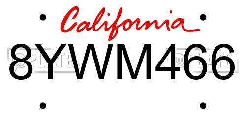8YWM466 California License Plate