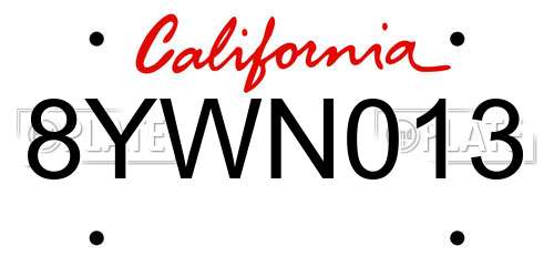 8YWN013 California License Plate