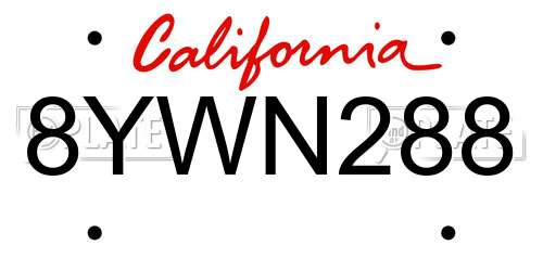 8YWN288 California License Plate