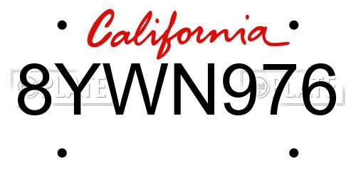 8YWN976 California License Plate