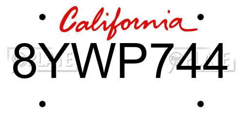 8YWP744 California License Plate