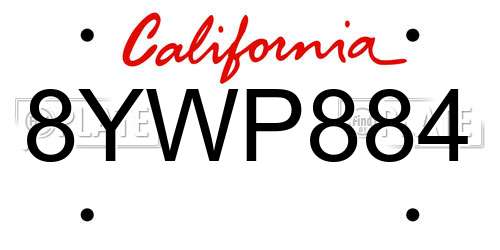 8YWP884 California License Plate