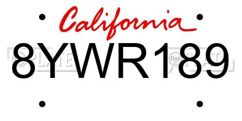 8YWR189 California License Plate
