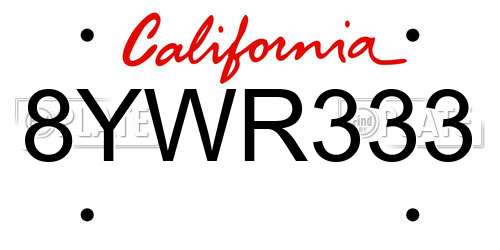 8YWR333 California License Plate