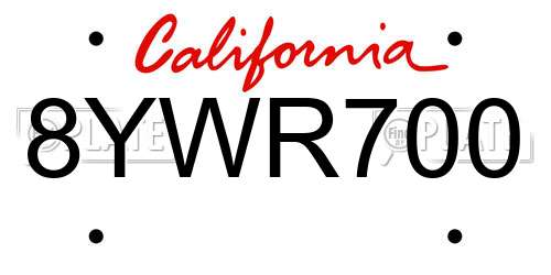 8YWR700 California License Plate