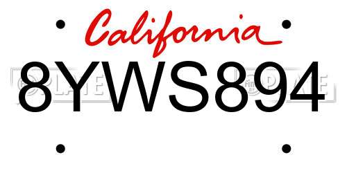 8YWS894 California License Plate