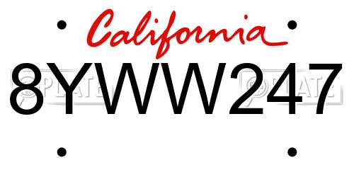 8YWW247 California License Plate