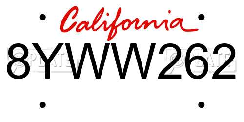 8YWW262 California License Plate