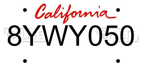 8YWY050 California License Plate
