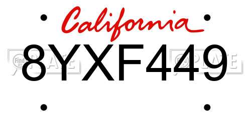 8YXF449 California License Plate