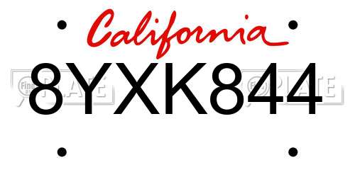 8YXK844 California License Plate
