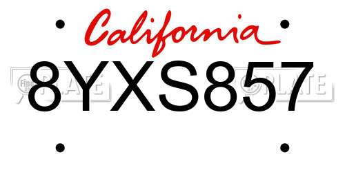 8YXS857 California License Plate