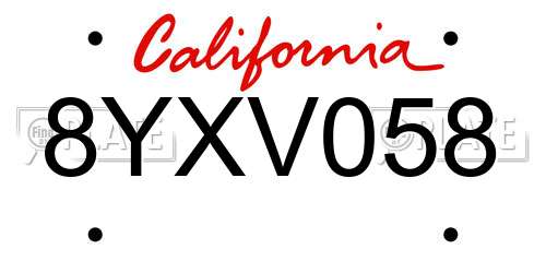 8YXV058 California License Plate