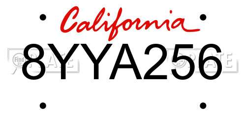 8YYA256 California License Plate