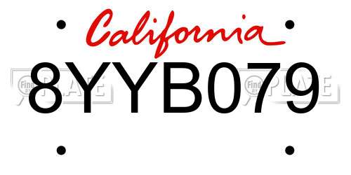 8YYB079 California License Plate