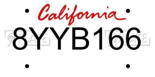 8YYB166 California License Plate