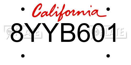 8YYB601 California License Plate