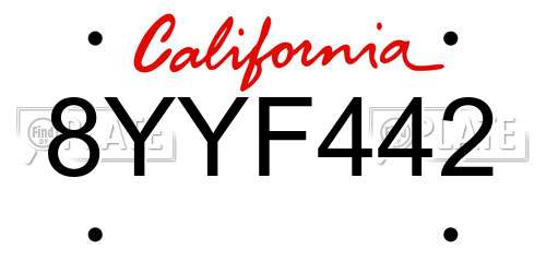 8YYF442 California License Plate