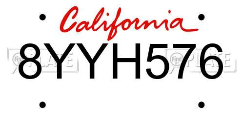 8YYH576 California License Plate