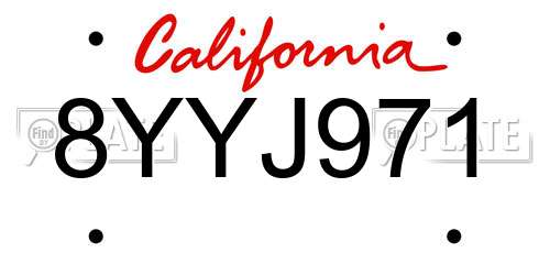 8YYJ971 California License Plate
