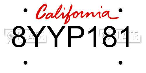8YYP181 California License Plate
