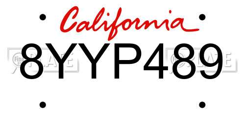 8YYP489 California License Plate