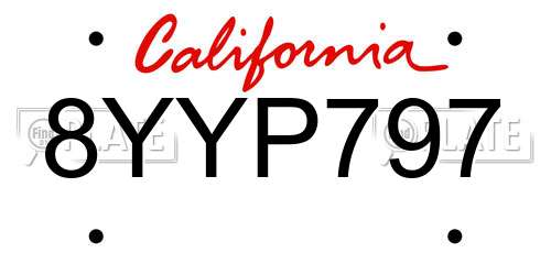 8YYP797 California License Plate