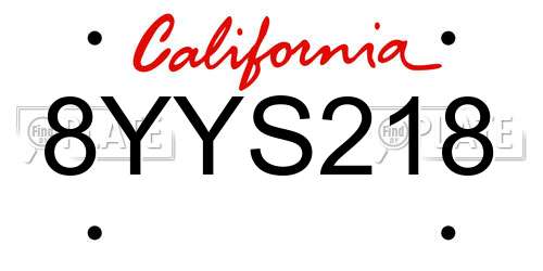 8YYS218 California License Plate