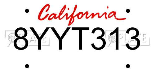 8YYT313 California License Plate