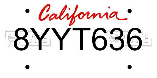 8YYT636 California License Plate