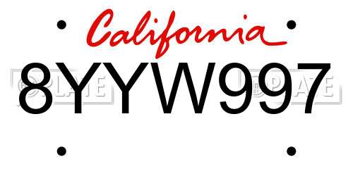 8YYW997 California License Plate