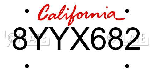 8YYX682 California License Plate