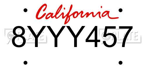 8YYY457 California License Plate