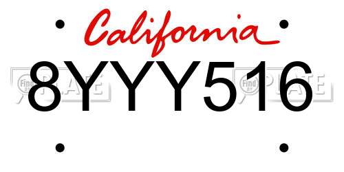 8YYY516 California License Plate