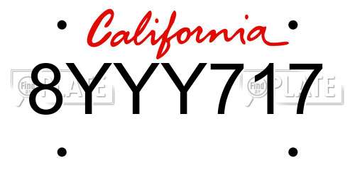 8YYY717 California License Plate