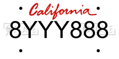 8YYY888 California License Plate