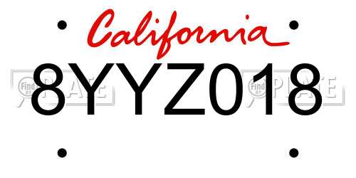 8YYZ018 California License Plate