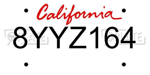8YYZ164 California License Plate