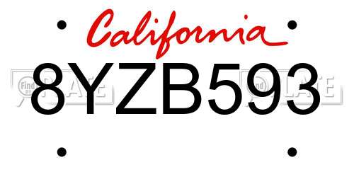 8YZB593 California License Plate