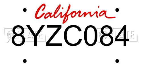 8YZC084 California License Plate