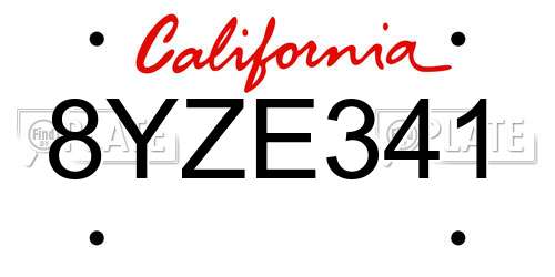 8YZE341 California License Plate